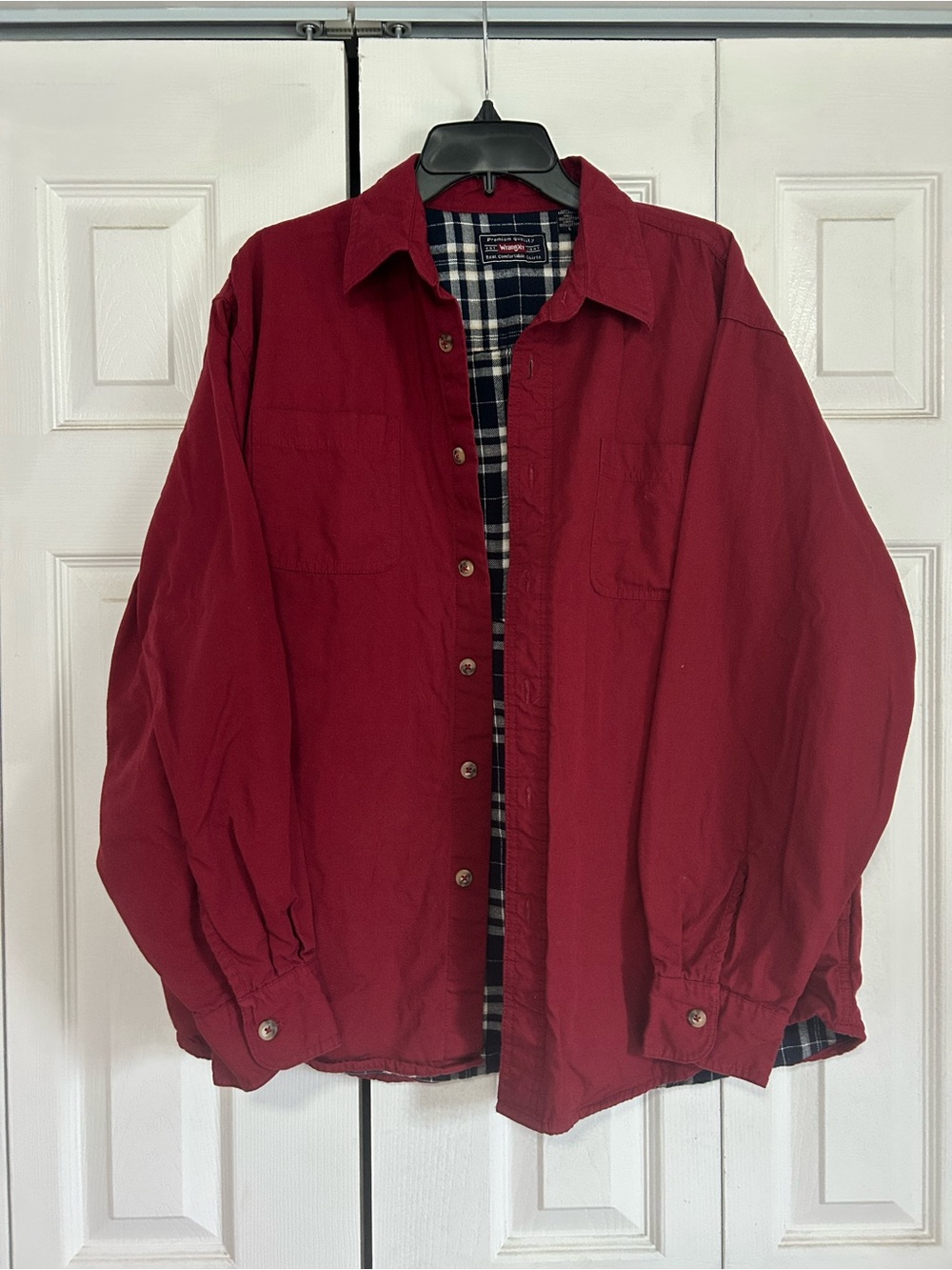 Wrangler Deep Red Flannel-Lined Shirt Jacket